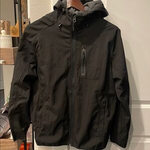 H&M Black Performance Jacket with Hood and Weather-Resistant Fabric
